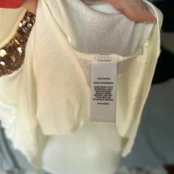 Size S Bronze Sequin Racernack cream tank from Express - Picture 2 of 4